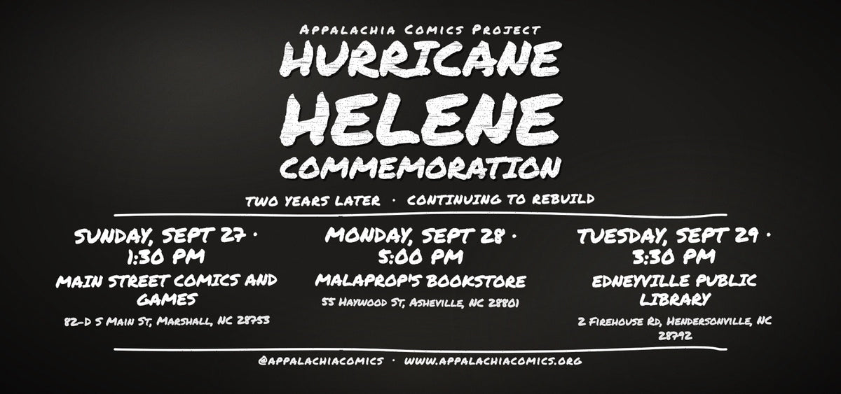 Poster for the Hurricane Helene Commemoration: two years later, continuing to rebuild.